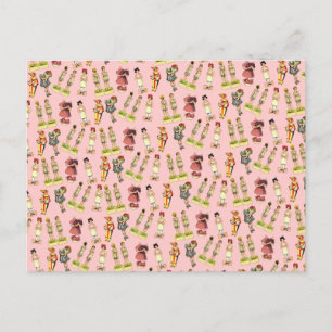 Postal Muñecas de papel de cosecha