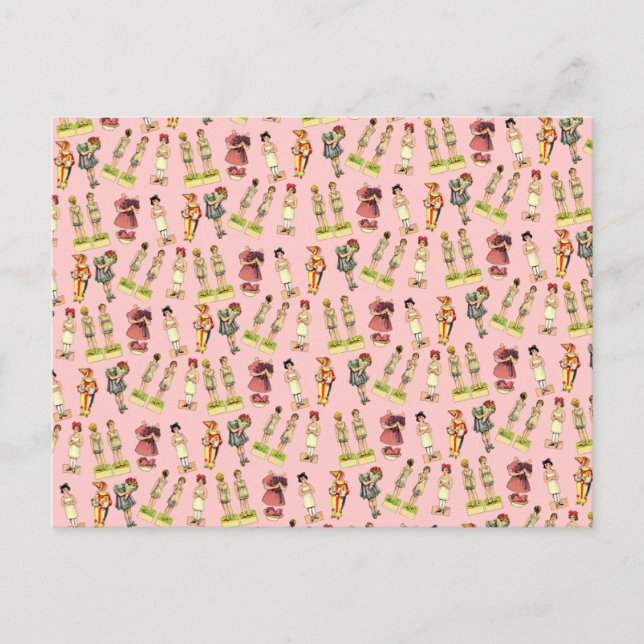 Postal Muñecas de papel de cosecha (Anverso)