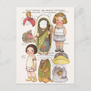 Postal Muñecas de papel de Dolly Dingle del viaje alreded