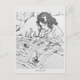 Postal Muñecas de papel de Jessie Wilcox Smith Colorea tú