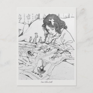 Postal Muñecas de papel de Jessie Wilcox Smith Colorea tú