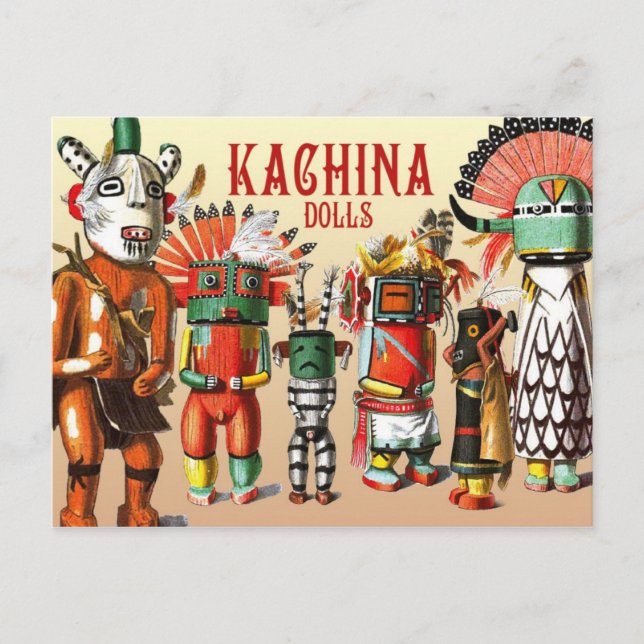 Postal Muñecas kachina de la tribu Hopi Native American (Anverso)