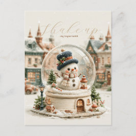 Postal Muñeco de nieve adorable en un globo de nieve