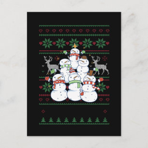Postal Muñeco de nieve - árbol de Navidad muñeco de nieve