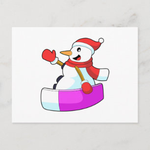 Postal Muñeco de nieve como snowboarder con Sonowboard.PN