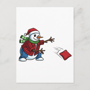 Postal Muñeco de nieve Cornhole Navidad 2026 Fiesta de co
