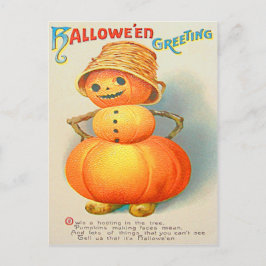 Postal Muñeco de nieve de calabaza Jack O' Lantern