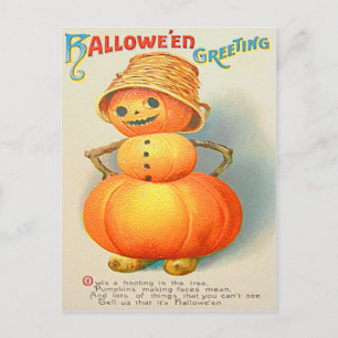 Postal Muñeco de nieve de calabaza Jack O' Lantern