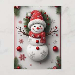 Postal 🎄 Muñeco de Nieve de Invierno Encanto de Pino ❄️ 
