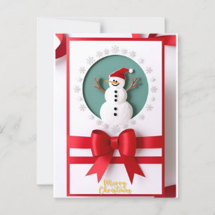 Postal Muñeco de nieve de Navidad con diseño de copos de 