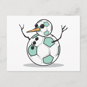 Postal muñeco de nieve de pelota de fútbol tonto