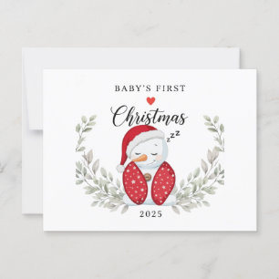 Postal Muñeco de Nieve Dormilón Adorable Primera Navida