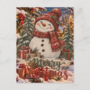 Postal Muñeco de Nieve Feliz Navidad