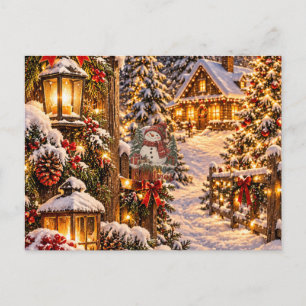 Postal Muñeco de Nieve Feliz Navidad
