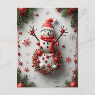 Postal 🎄 Muñeco de nieve Pino mágico de invierno ❄️ Fies