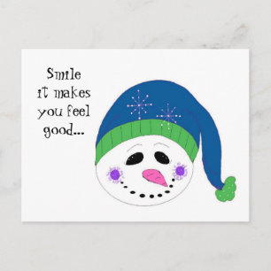 Postal Muñeco de nieve sonriente