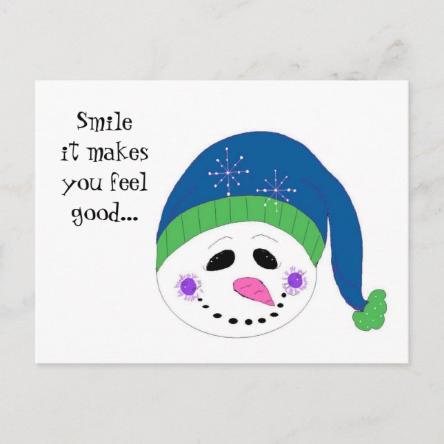 Postal Muñeco de nieve sonriente (Anverso)