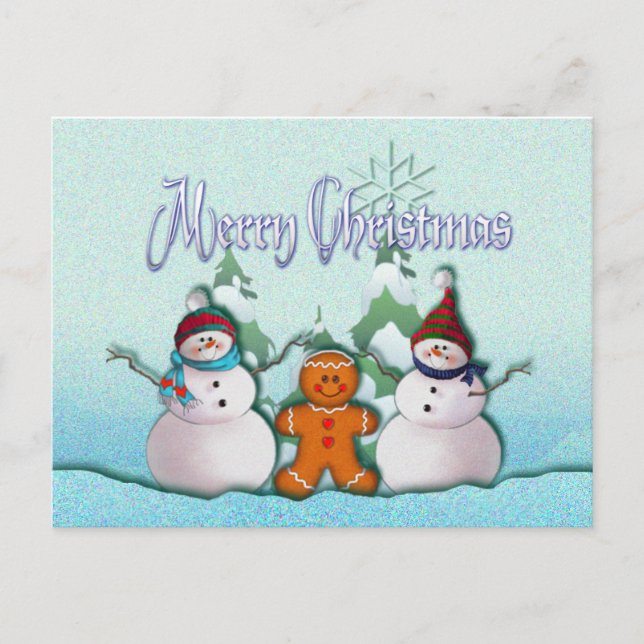 Postal MUÑECO DE NIEVE y HOMBRE DE PAN DE JENGIBRE de (Anverso)
