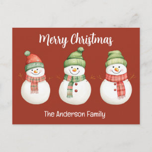Postal Muñecos de nieve Feliz Navidad