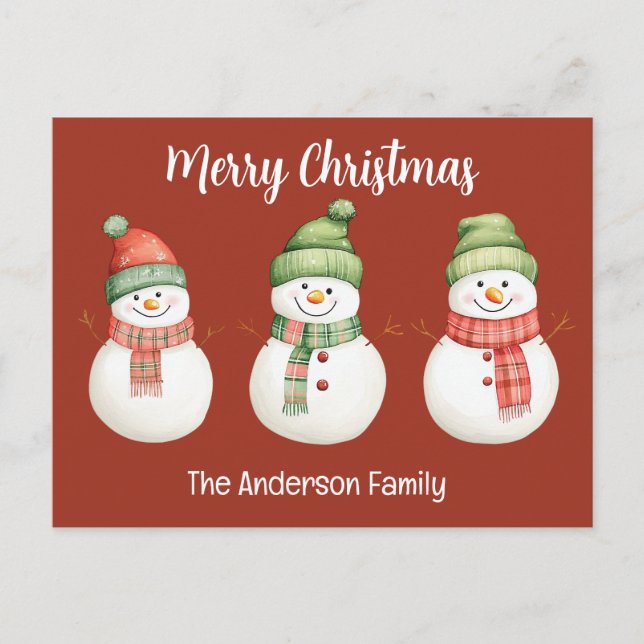 Postal Muñecos de nieve Feliz Navidad (Anverso)