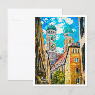 Postal Munich Alemania Hermosa ciudad de pintura de petró