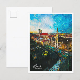 Postal Munich Alemania Hermoso paisaje Aceite Paint City