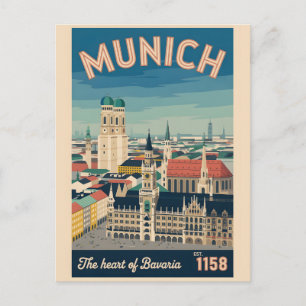 Postal Munich Alemania Paisaje Urbano Retro Skyline Viaje