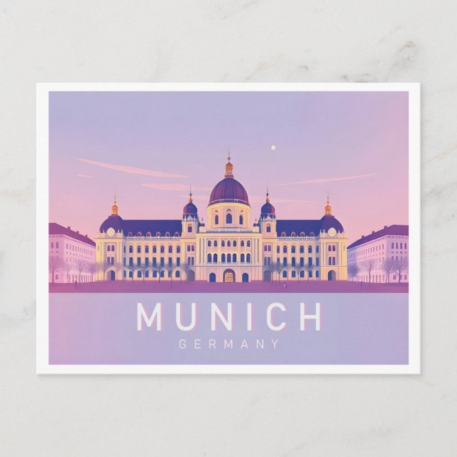 Postal Munich Alemania Pastel Travel Design (Anverso)