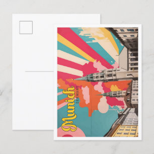 Postal Munich Alemania Pop Art Travel Ilustracion