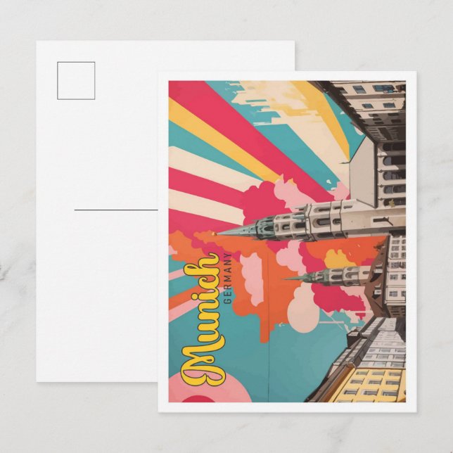 Postal Munich Alemania Pop Art Travel Ilustracion (Anverso / Reverso)