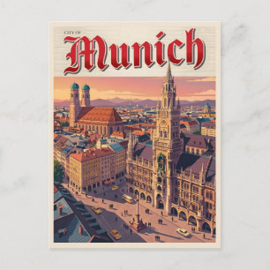 Postal Múnich Alemania Viaje Vintage