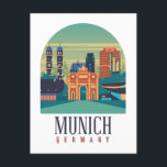 Postal Munich Alemania Vintage<br><div class="desc">Hermosa postal de Munich y recuerdo de la capital bávara,  München. Muestra edificios famosos y lugares de interés de Múnich. Gran idea de regalo para tu familia y seres queridos de Baviera.</div>