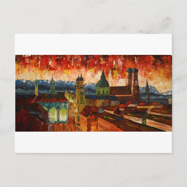 Postal Múnich con Alpes Panorama (Anverso)