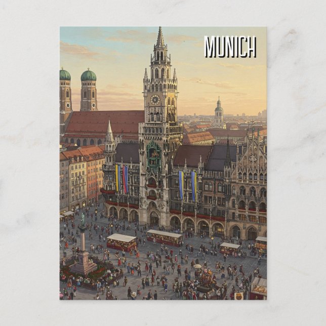Postal Munich Marienplatz Alemania Viaje (Anverso)