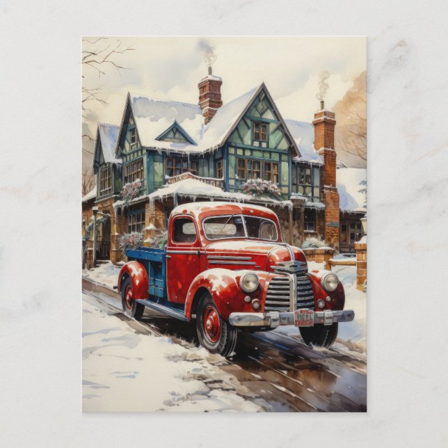 Postal Municipio de Vintage Winter Navidades (Anverso)