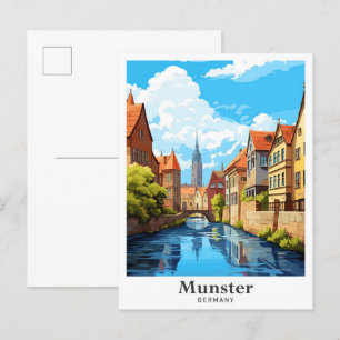 Postal Munster Alemania Art Vintage Travel Ilustracion
