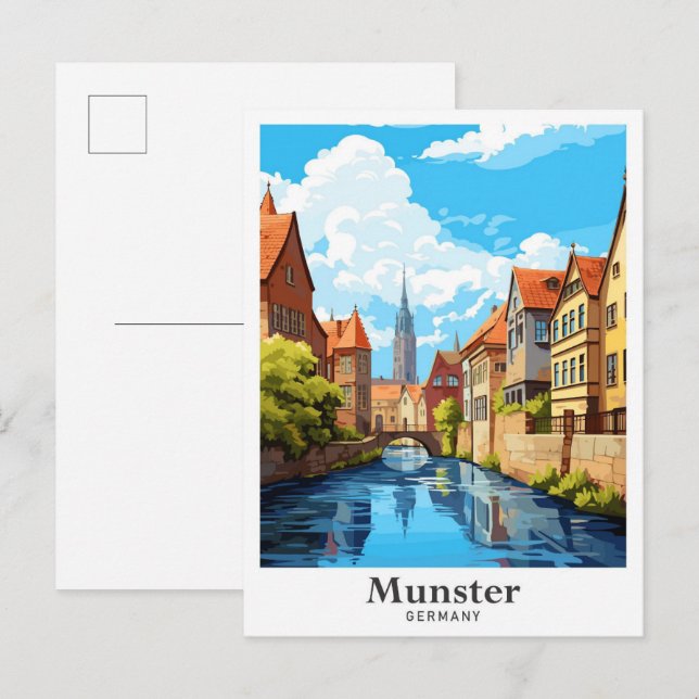 Postal Munster Alemania Art Vintage Travel Ilustracion (Anverso / Reverso)