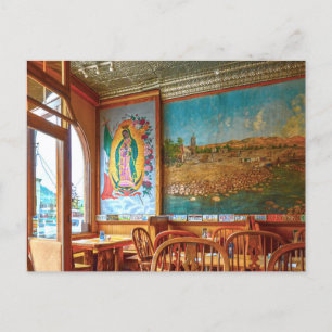 Postal Mural de Nuestra Señora de Guadalupe en un restaur