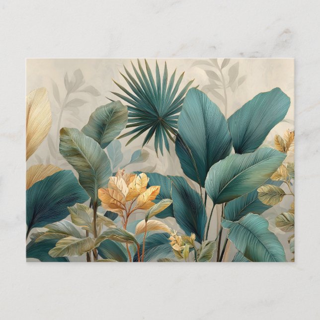 Postal Mural elegante de pared botánica tropical (Anverso)
