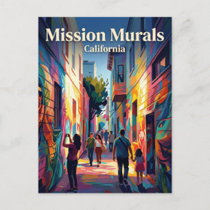 Postal Murales del Distrito Mission en Balmy Alley Califo