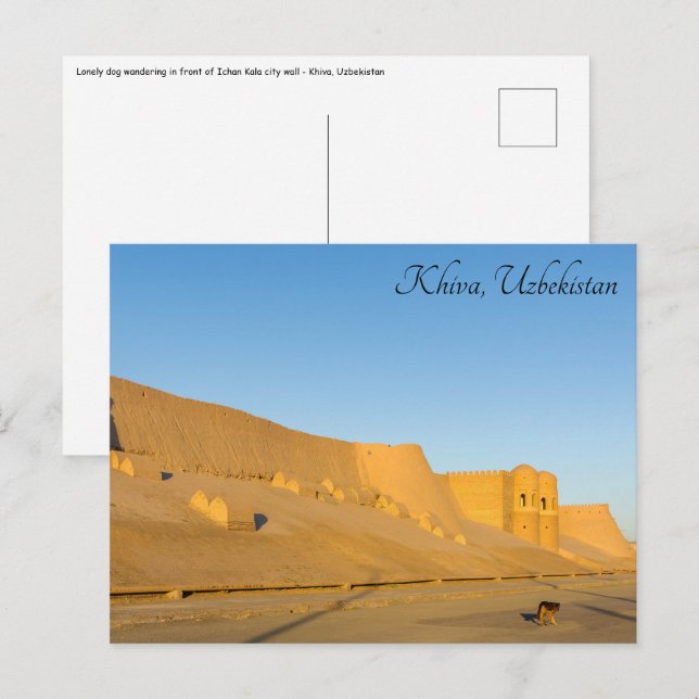 Postal Muralla de la ciudad de Khiva - Uzbekistán (Anverso / Reverso)