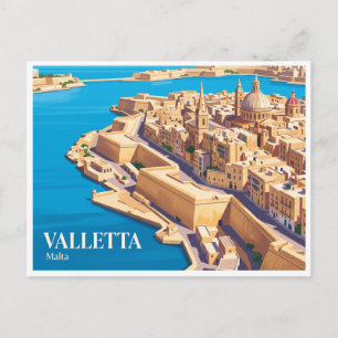 Postal Murallas de la ciudad de La Valeta Malta