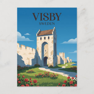 Postal Murallas Medievales de la Ciudad de Visby Suecia