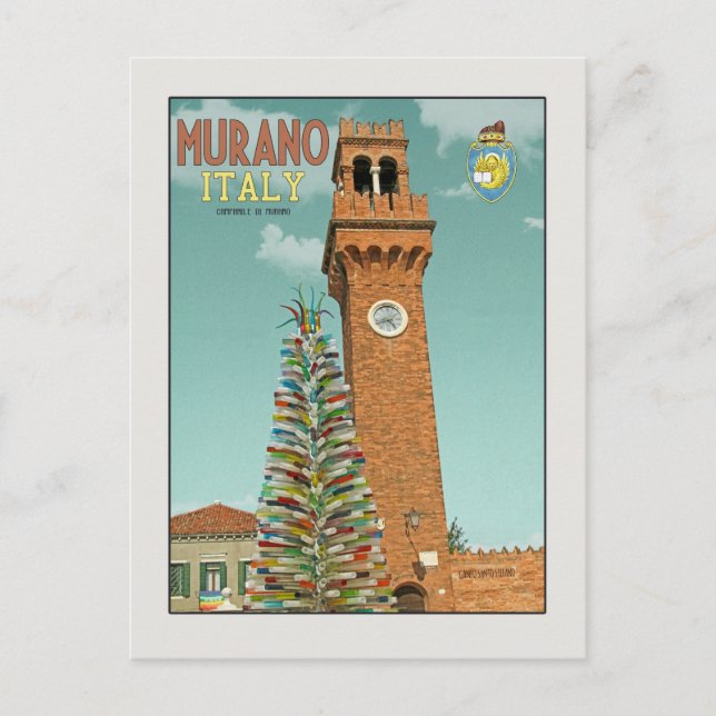 Postal Murano Camapnile y Glass Tree (Anverso)