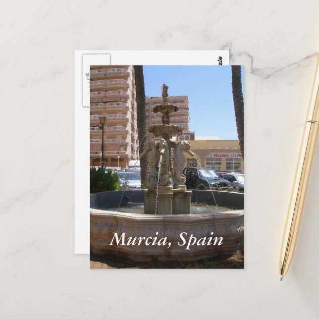 Postal Murcia, fuente de caballitos de mar de España (Anverso/Reverso In Situ)