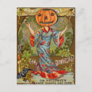 Postal Murciélago de calabaza sonriente Jack O' Lantern