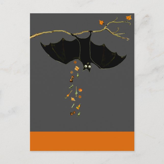 Postal Murciélago divertido de Halloween (Anverso)
