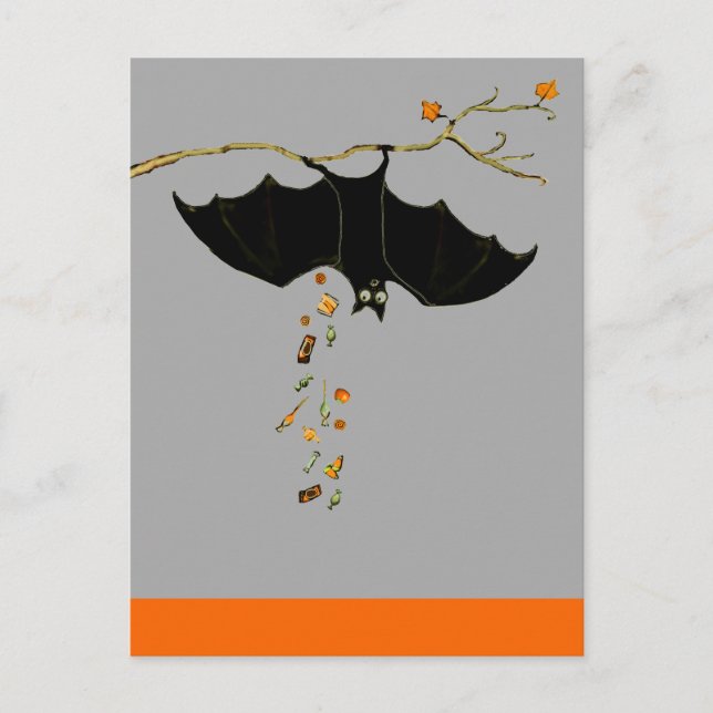 Postal Murciélago divertido de Halloween (Anverso)