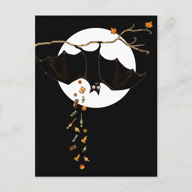 Postal Murciélago divertido de Halloween (Anverso)