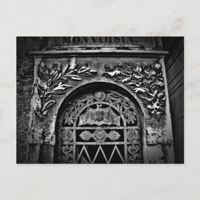Postal Murciélago gótico del cementerio de Halloween (Anverso)